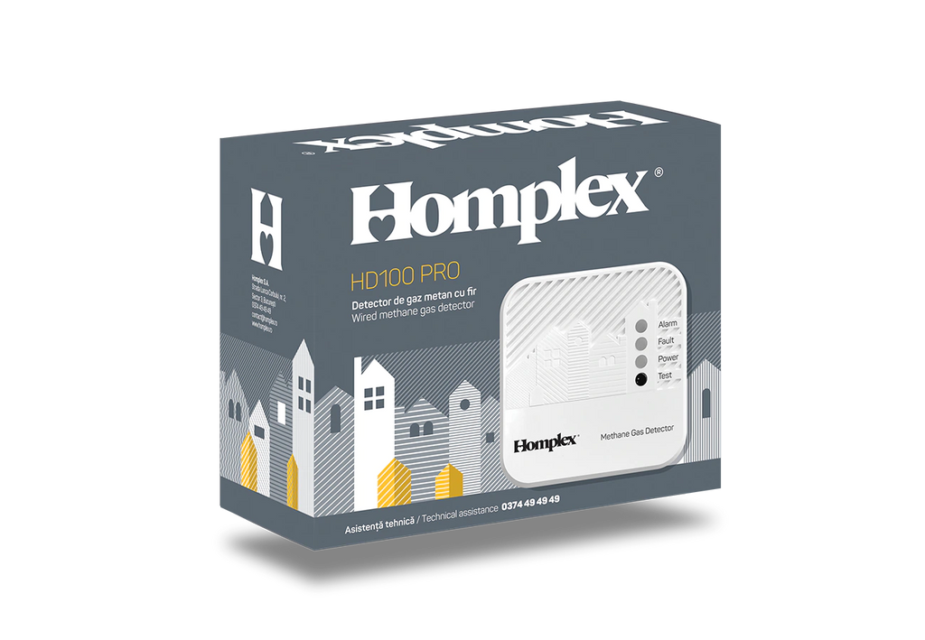 NOU! Detector de gaz metan cu fir și declanșare 230V – Homplex HD100 PRO